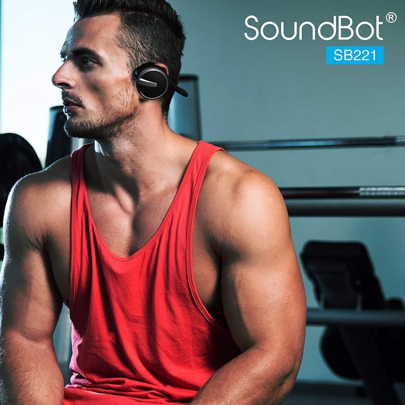 SoundBot SB221 HD Wireless Bluetooth 4.0 Headset Sports-Active Headphone for 20Hrs Music Streaming & 25Hrs HandsFree Calling w/Sweat Resistant Ergonomic Secure-Fit Design & Voice Command Support Black - Image 3