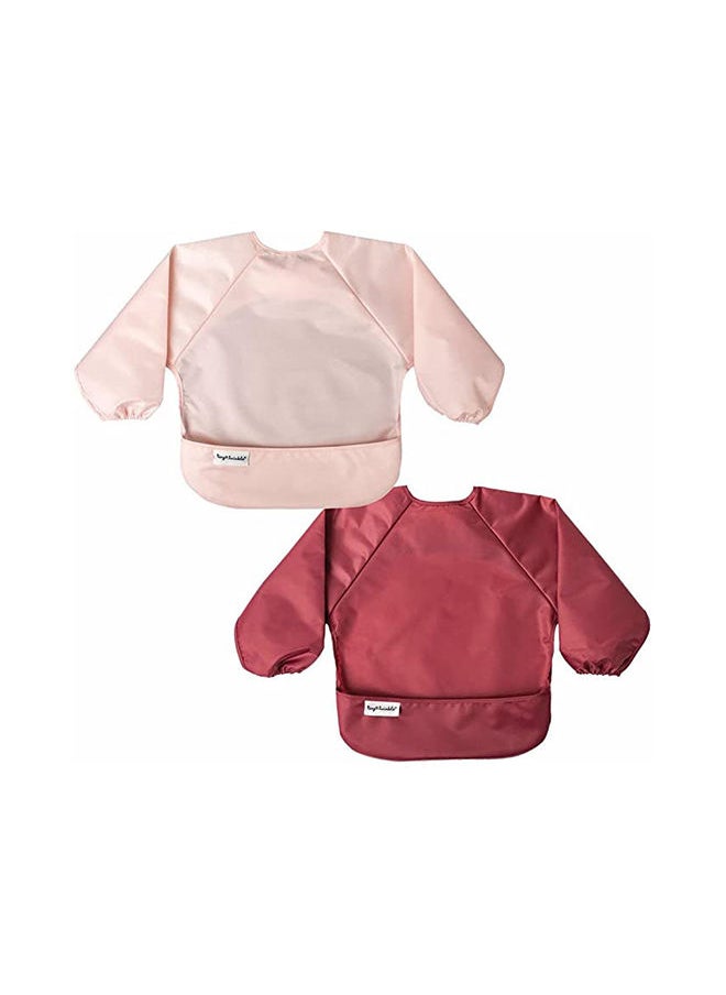Tiny Twinkle Pack Of 2 Full Sleeve Bib - Rose & Burgundy, Small  - Image 1
