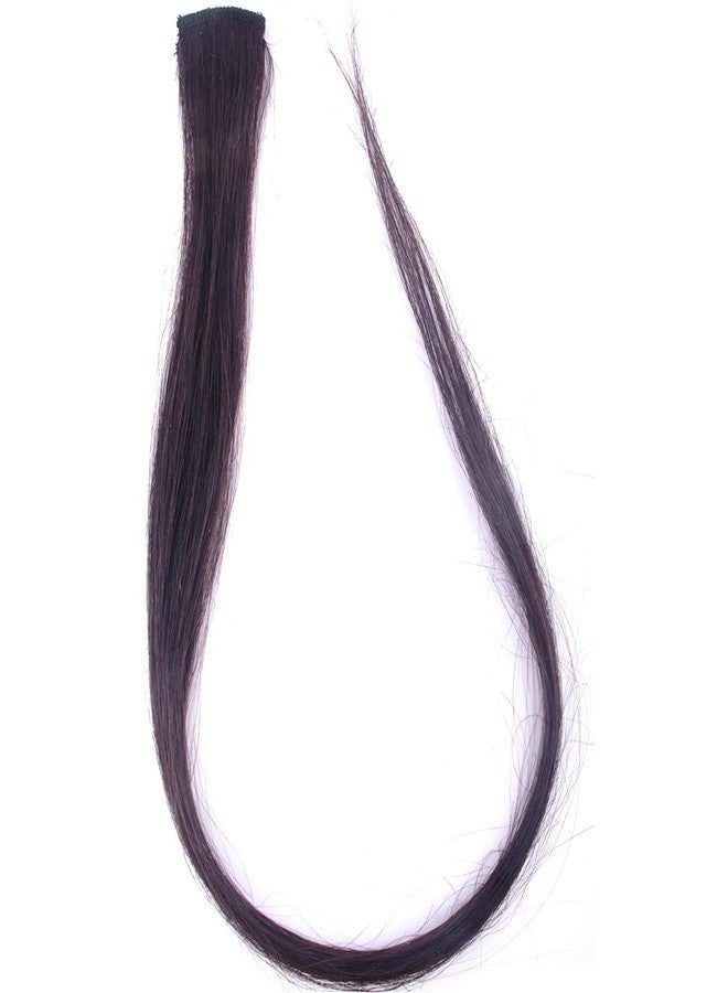 Glan 16 Inches Real Human Hair Streaks Highlighter Hair Strips Extension for Women Girls (Medium Brown) - Image 2