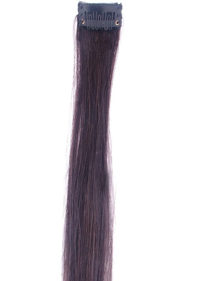 Glan 16 Inches Real Human Hair Streaks Highlighter Hair Strips Extension for Women Girls (Medium Brown) - Image 1