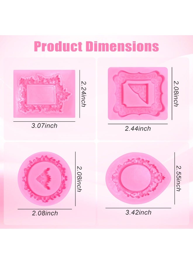 4Pcs Baroque Mini Frame Silicone Molds, Multi Sizes, Baking Mold for Cake Decoration, Candy, Chocolate & Air Dry Clay DIY Crafts - Image 3