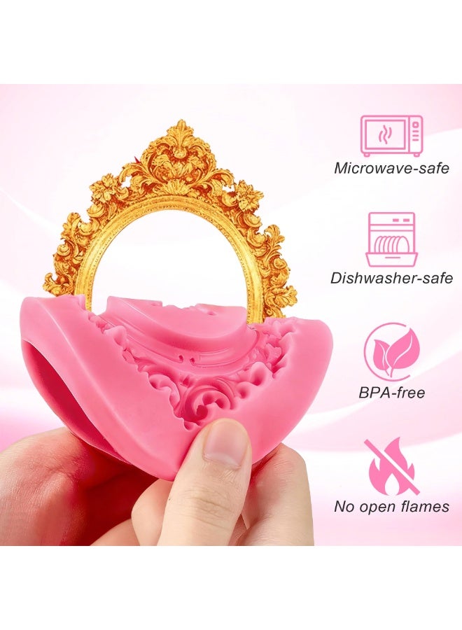 4Pcs Baroque Mini Frame Silicone Molds, Multi Sizes, Baking Mold for Cake Decoration, Candy, Chocolate & Air Dry Clay DIY Crafts - Image 5