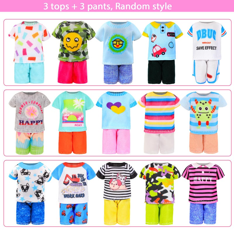 ENOCHT 25 Pcs 5.3 Inch Doll Clothes Suitcase Accessories 4 Dresses 3 Tops and Pant Outfits 3 Swimsuits 1 Luggage 3 Shoes 11 Travel Accessories Glasses for 5.3 Inch Dolls(Doll NOT Include) - Image 2