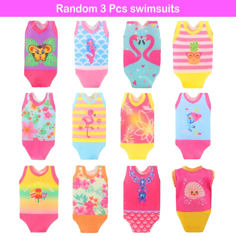 ENOCHT 25 Pcs 5.3 Inch Doll Clothes Suitcase Accessories 4 Dresses 3 Tops and Pant Outfits 3 Swimsuits 1 Luggage 3 Shoes 11 Travel Accessories Glasses for 5.3 Inch Dolls(Doll NOT Include) - Image 4