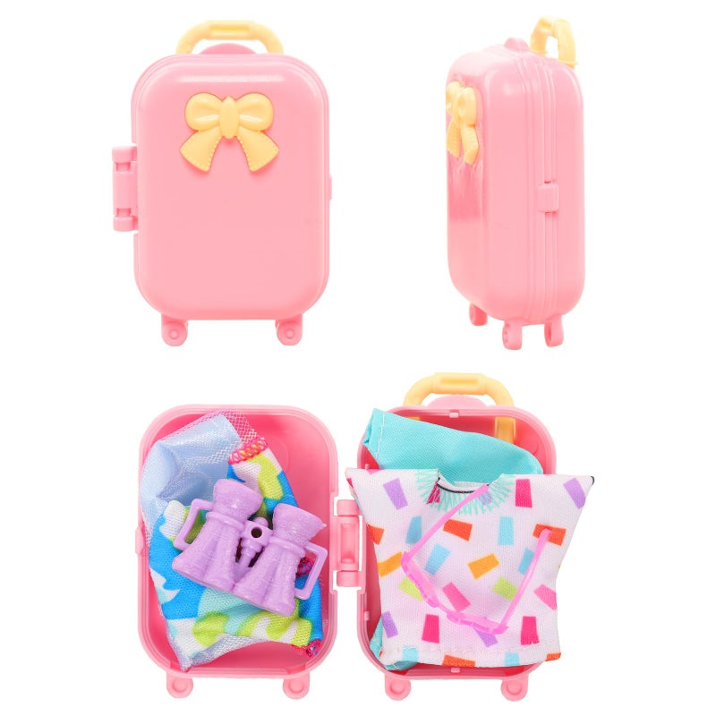 ENOCHT 25 Pcs 5.3 Inch Doll Clothes Suitcase Accessories 4 Dresses 3 Tops and Pant Outfits 3 Swimsuits 1 Luggage 3 Shoes 11 Travel Accessories Glasses for 5.3 Inch Dolls(Doll NOT Include) - Image 5
