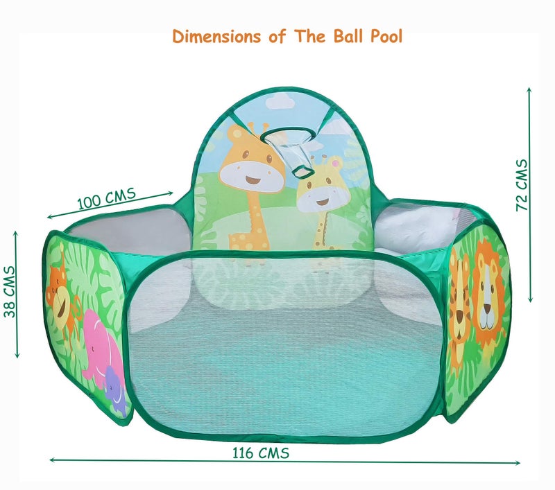 Mummy Please® Jungle Theme Pop-Up Ball Pool (Without Balls) Play Tent for Kids, X-X-Large Size, Multi-Coloured, Ages 1-3 Years - Image 2