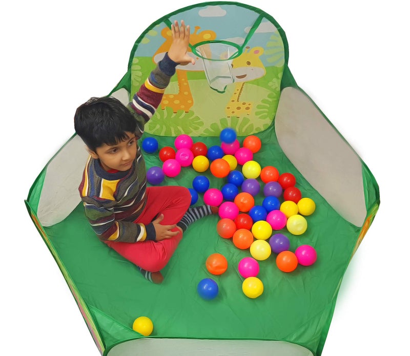 Mummy Please® Jungle Theme Pop-Up Ball Pool (Without Balls) Play Tent for Kids, X-X-Large Size, Multi-Coloured, Ages 1-3 Years - Image 5