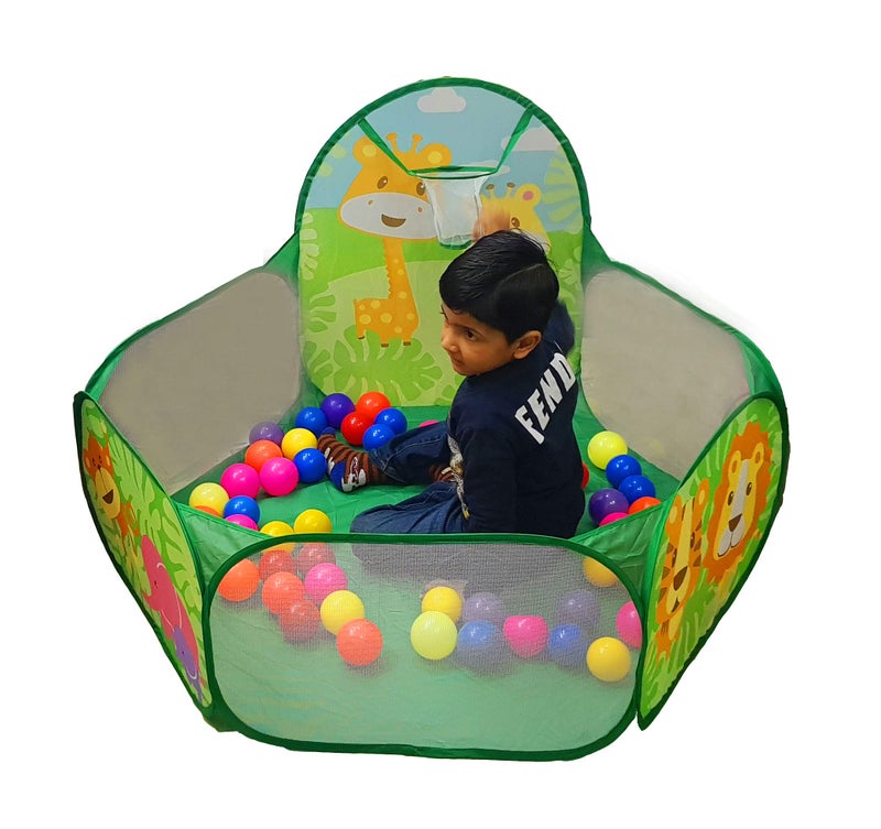 Mummy Please® Jungle Theme Pop-Up Ball Pool (Without Balls) Play Tent for Kids, X-X-Large Size, Multi-Coloured, Ages 1-3 Years - Image 4