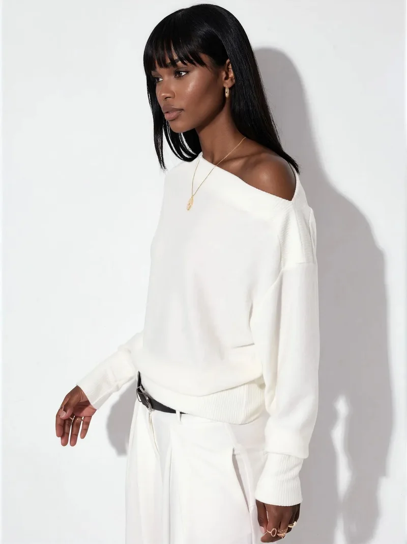 بوسيم BUSEM Women's Solid Crew Neck Sweatshirt