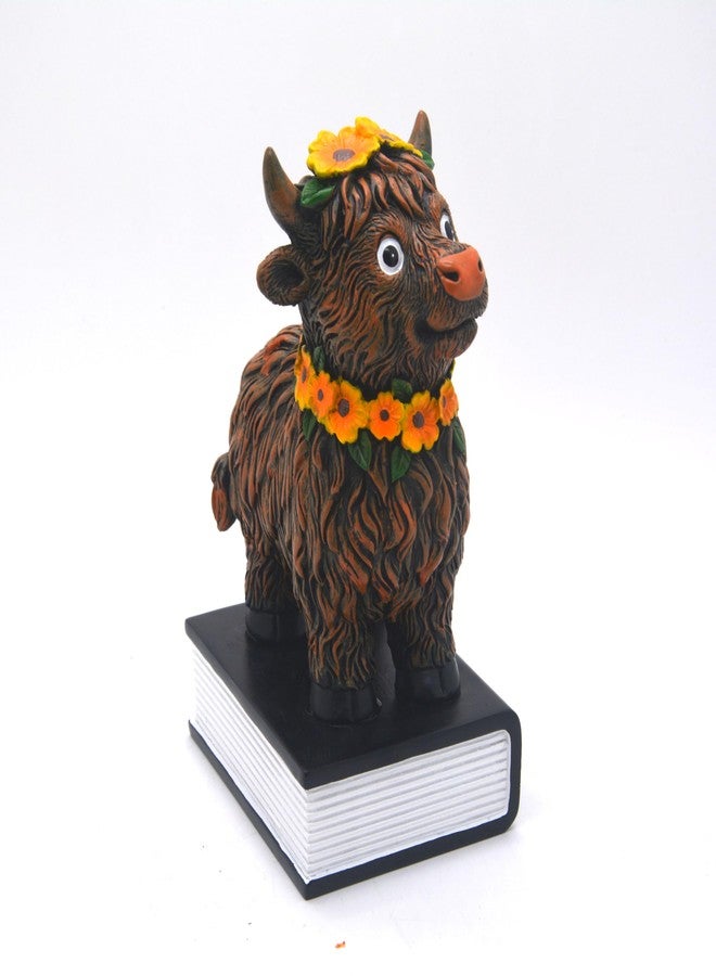 MONMOB Highland Cow Bookends Highland Cow Statues Bookends for Heavy Books with Anti-Slip Base Book Holders for Home Office Decor Decorative Bookends for Shelves - Image 3