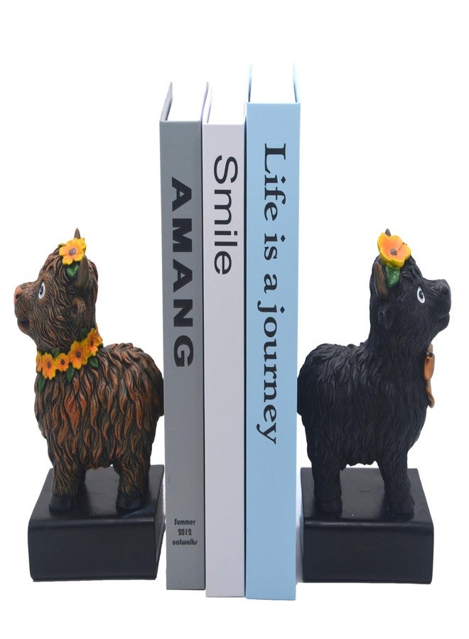 MONMOB Highland Cow Bookends Highland Cow Statues Bookends for Heavy Books with Anti-Slip Base Book Holders for Home Office Decor Decorative Bookends for Shelves - Image 4