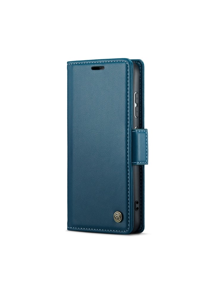 CaseMe - Flip Wallet Case For Samsung Galaxy S24 plus [RFID Blocking] PU Leather Wallet Flip Folio Case with Card Holder Kickstand Shockproof Phone Cover (Blue) - Image 1