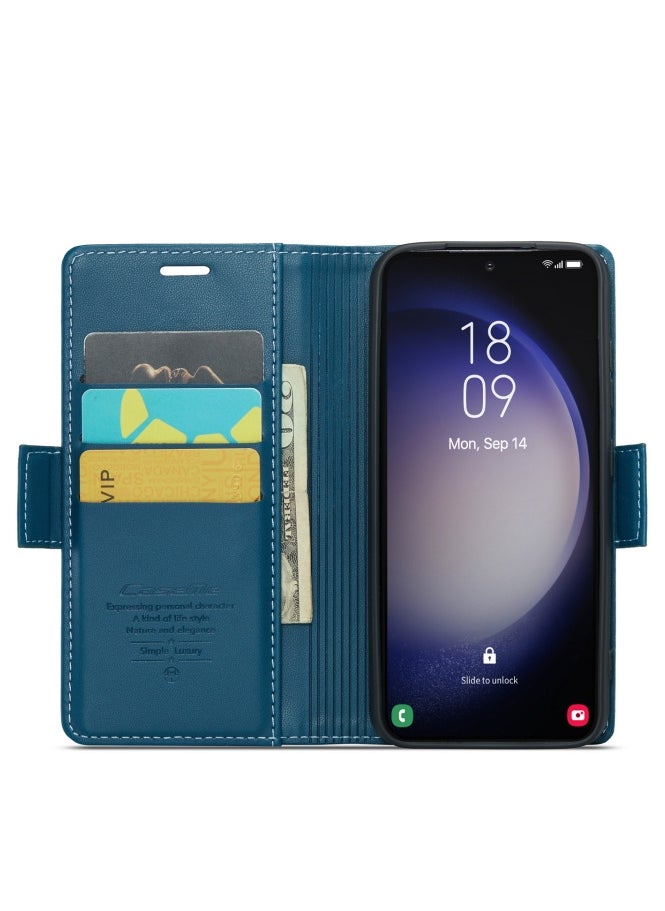 CaseMe - Flip Wallet Case For Samsung Galaxy S24 plus [RFID Blocking] PU Leather Wallet Flip Folio Case with Card Holder Kickstand Shockproof Phone Cover (Blue) - Image 1