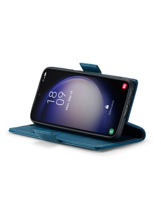 CaseMe - Flip Wallet Case For Samsung Galaxy S24 plus [RFID Blocking] PU Leather Wallet Flip Folio Case with Card Holder Kickstand Shockproof Phone Cover (Blue) - Image 1