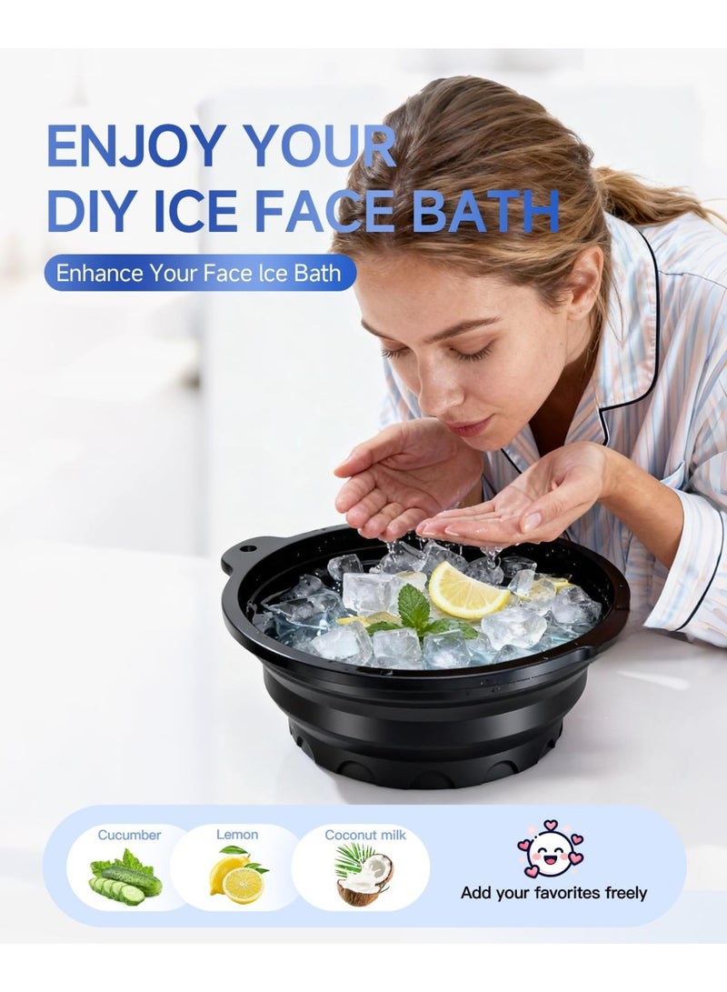 تُجَّار زَرَّة وعاء وجه للثلج مع صينية ثلج مدمجة – وعاء سيليكون قابل للطي لحمام الوجه البارد، صغير وقابل لإعادة الاستخدام، حوض غطس بارد محمول للعناية بالبشرة في المنزل والتخييم والسفر – أسود - Image 1