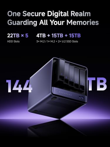 MINISFORUM N5 Pro AI NAS with AMD Ryzen AI 9 HX Pro 370, 2x SODIMM DDR5-5600MHz Slot(ECC Support), 128GB SSD, 1xHDMI+2xUSB4 Outputs, 5x HDD Slot, M.2 2230/2280/22110/U.2 slots, 5GbE+10GbE Lan Port NAS - Image 5