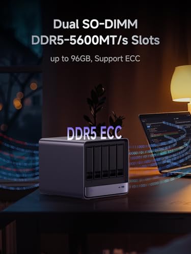 MINISFORUM N5 Pro AI NAS with AMD Ryzen AI 9 HX Pro 370, 2x SODIMM DDR5-5600MHz Slot(ECC Support), 128GB SSD, 1xHDMI+2xUSB4 Outputs, 5x HDD Slot, M.2 2230/2280/22110/U.2 slots, 5GbE+10GbE Lan Port NAS - Image 4