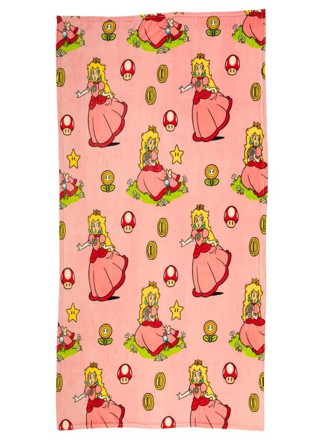 Franco Nintendo Super Marios Bros. Gaming Princess Peach Girl Bedding Super Soft Silk Touch Throw, 46 in x 60 in, (Officially Licensed Product) - Image 1