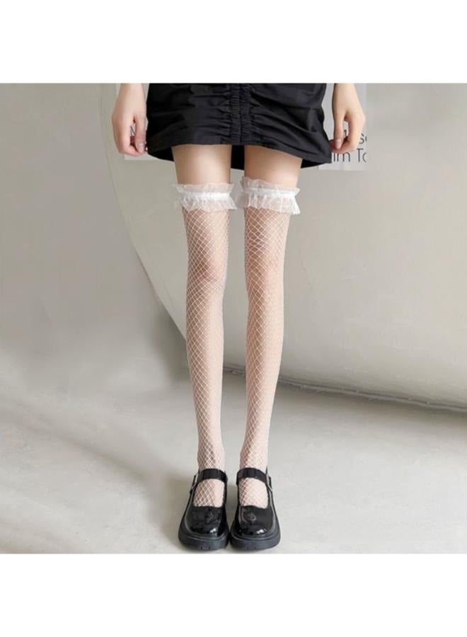 Women's Thigh High Stockings Lace Top Pantyhose Net Mesh Stocking