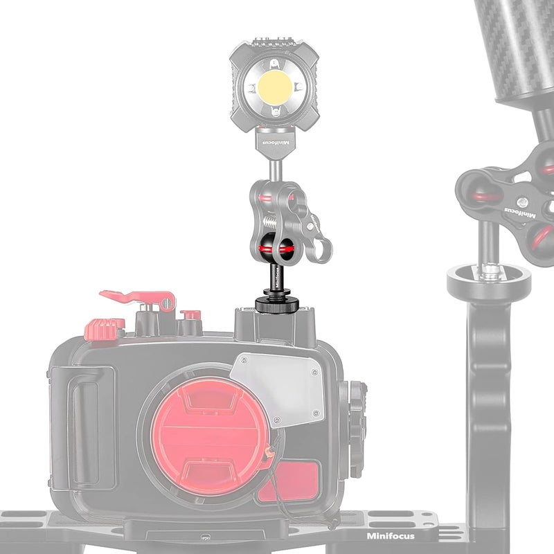 MINIFOCUS 1" Ball Head Cold Shoe Base Adapter, Universal Ball Joint Bracket with Cold Shoe Base Adapter for Diving Light Underwater Camera Waterproof Housings Case Video/Flash/Strobe Hot Shoes - Image 5