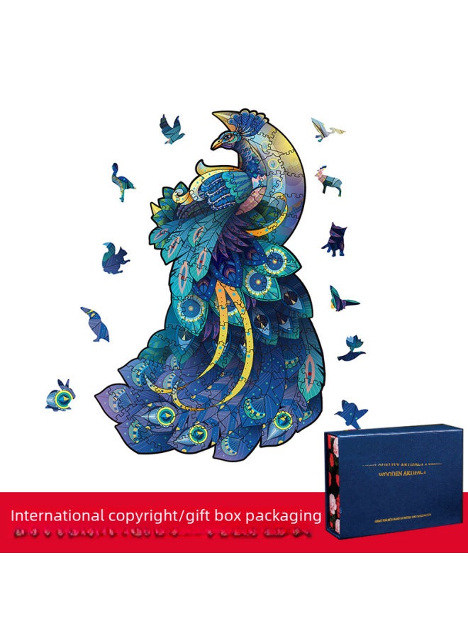 Elephant Pea Lion Owl Alien Wooden Puzzle Irregular Stereo Animal Puzzle Wooden Puzzle-Color:Colorful Elephant (Medium) - Image 3