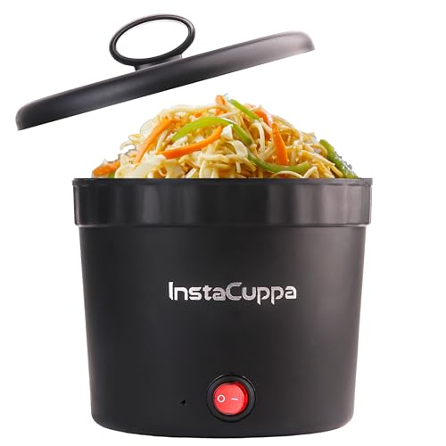 InstaCuppa Portable Multi Cook Electric Kettle with Non-Stick Inner Pot, Dry Boil Protection for Safety, Compact & Light Weight, Ideal for Boiling Milk, Tea, Coffee & Eggs, 1 Liter, 450 Watts, Black - Image 1