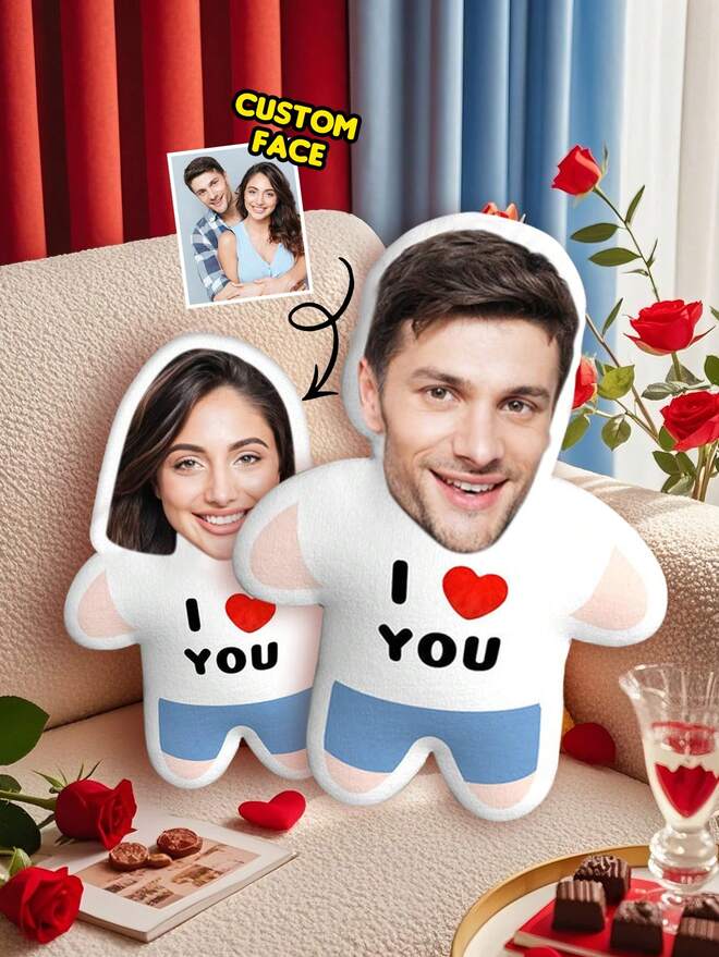 1pc Customized Face Pillow, Personalized 3D Pillow, Customized Head Pillow, Customized Picture Cushion, Personalized Spoof Pillow, Custom 3D Portrait Pillow, Ideal Gifts For Him, For Family, I Love You Gifts For Him, Birthday Gift, Anniversary Keepsake