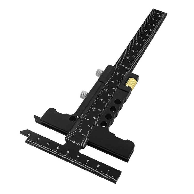 Woodworking Scriber T Shape Aluminum Alloy Ruler 9 Inch Caliper With Fine Tuning - Image 5