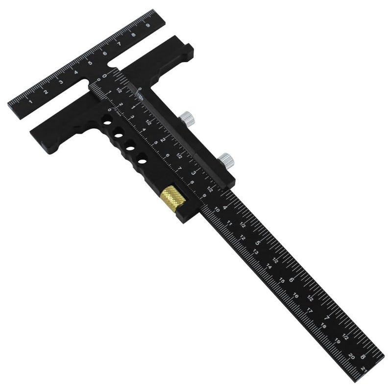 Woodworking Scriber T Shape Aluminum Alloy Ruler 9 Inch Caliper With Fine Tuning - Image 2