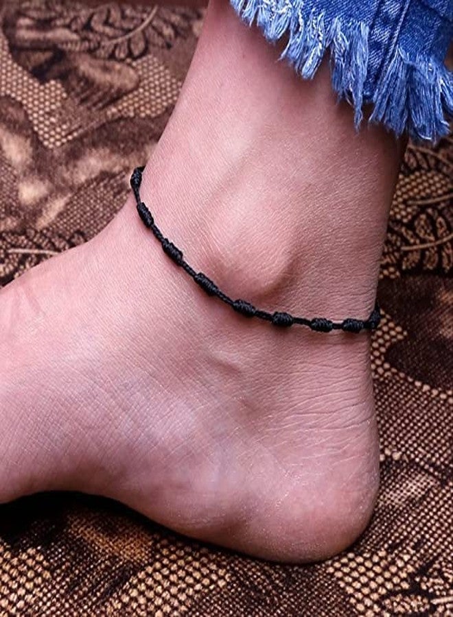 ARTIFICIAL TREE Handmade Evil Eye Charms Black Thread Adjustable Nazariya Payal | Anklet For Women, Girls 4 piece (AT PAYAL 0010) - Image 2