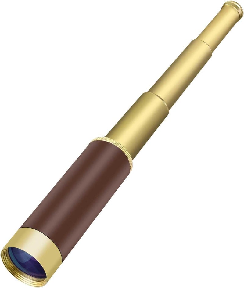 Aubric Pirate Monocular Telescope for Kids & Adults, Handheld Collapsible Brass Telescope 25x30 Zoomable Portable Pirate Spyglass for Cruise Ship Travel Watching Games Hiking Hunting and More - Image 1