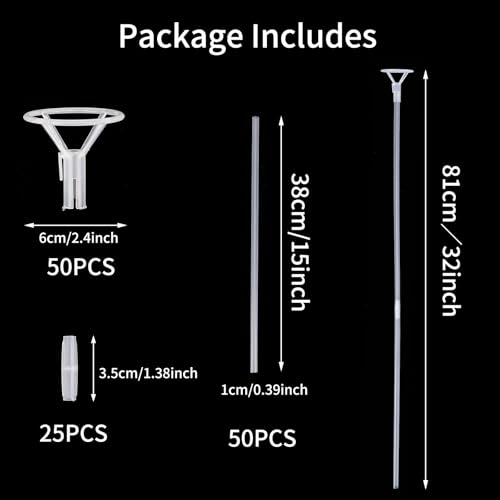 RUBFAC 50pcs Balloon Sticks with Cups, 16in Clear Bobo Balloon Holders Large and Long Balloon Stand for Large Birthday Graduation Wedding Party Decorations - Image 2
