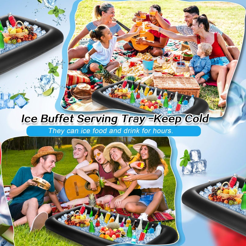 Leitee Inflatable Serving Bar with Drain Plug 52 x 24 x 5'' Inflatable Ice Serving Buffet Bar for Party Food Cooler Buffet Drink(Black,Basic Style) - Image 3