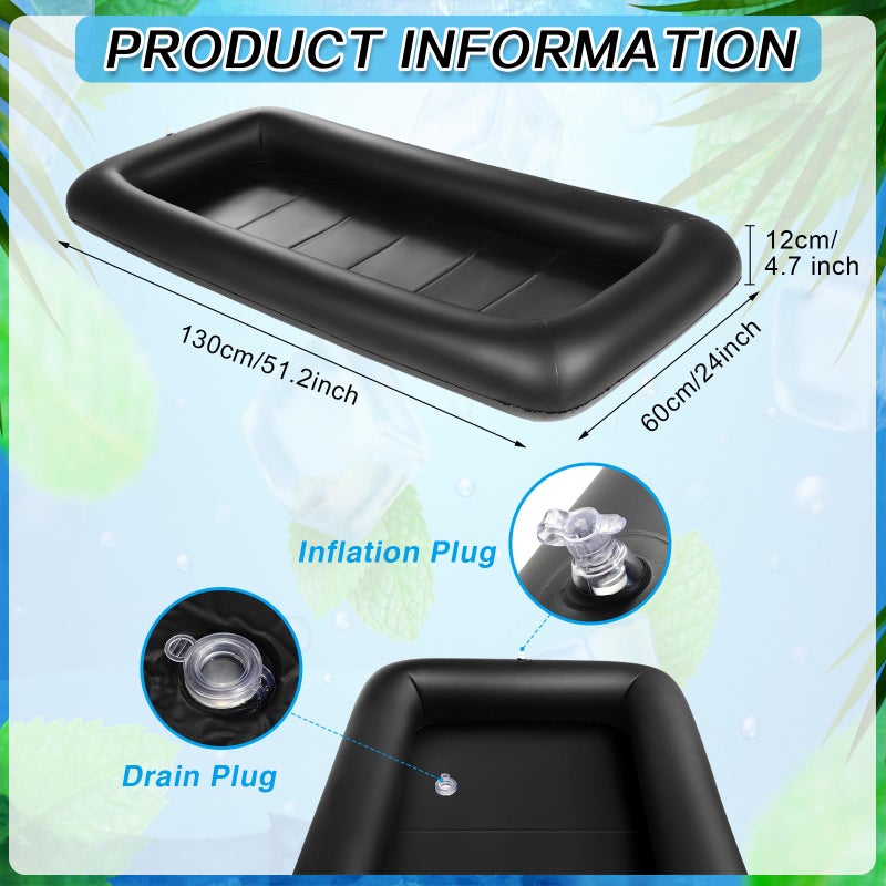 Leitee Inflatable Serving Bar with Drain Plug 52 x 24 x 5'' Inflatable Ice Serving Buffet Bar for Party Food Cooler Buffet Drink(Black,Basic Style) - Image 2