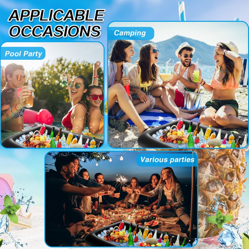 Leitee Inflatable Serving Bar with Drain Plug 52 x 24 x 5'' Inflatable Ice Serving Buffet Bar for Party Food Cooler Buffet Drink(Black,Basic Style) - Image 4