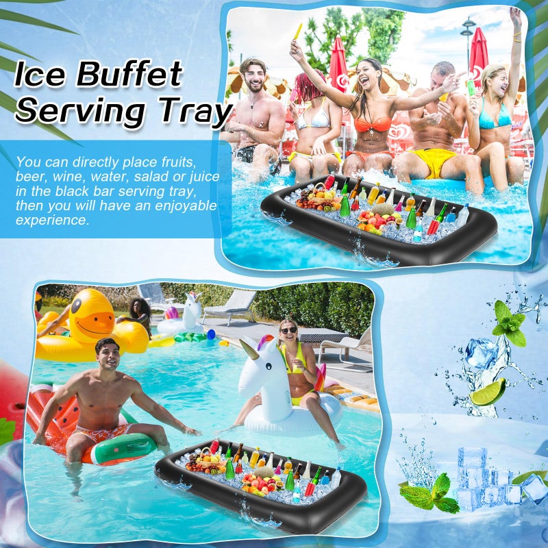 Leitee Inflatable Serving Bar with Drain Plug 52 x 24 x 5'' Inflatable Ice Serving Buffet Bar for Party Food Cooler Buffet Drink(Black,Basic Style) - Image 5
