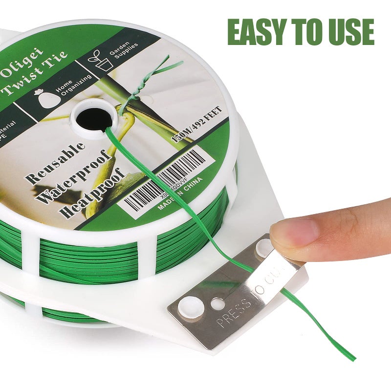 Oligei Green Garden Wire, Sturdy Plant Ties for Support with Cutter, 492FT/150m, Indoor, Outdoor, Home and Office Use - Image 5