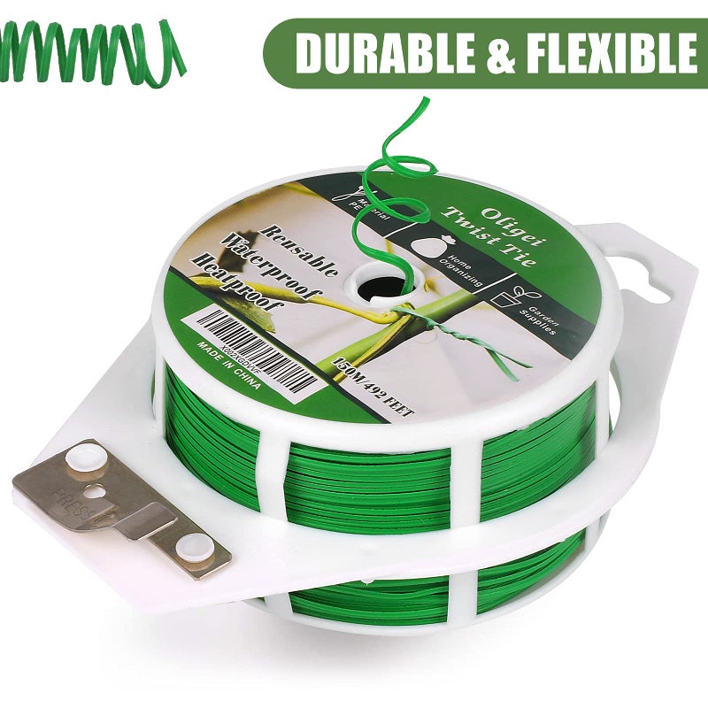 Oligei Green Garden Wire, Sturdy Plant Ties for Support with Cutter, 492FT/150m, Indoor, Outdoor, Home and Office Use - Image 4