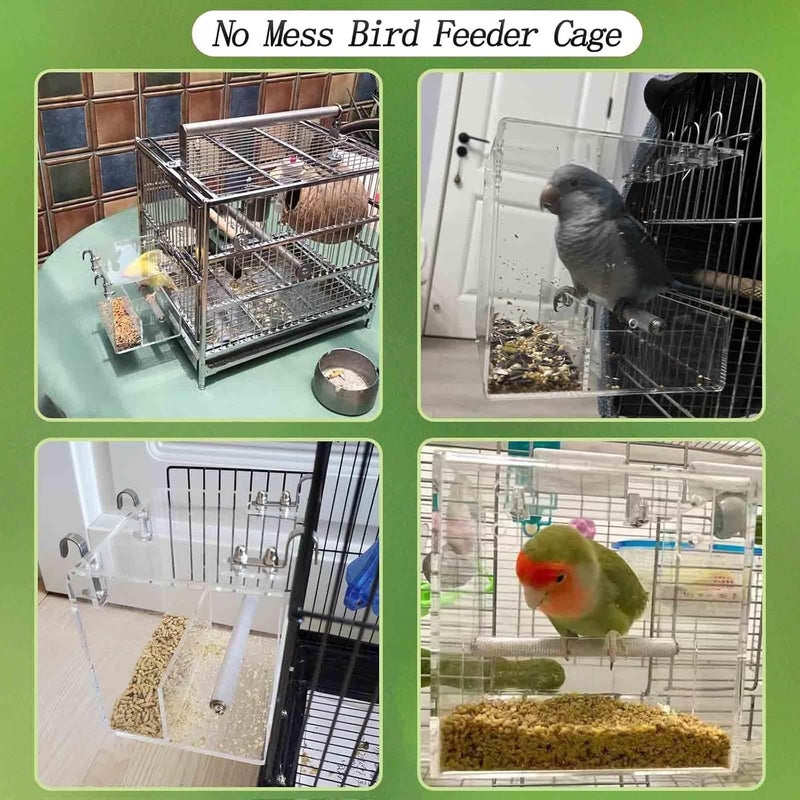 Xxmbbjy Automatic Acrylic Bird Feeder for Cage, No Mess - Small Bird Parrots, Canary, Parakeet, Budgerigar, Crested Myna, Cockatiel (XL) - Image 5