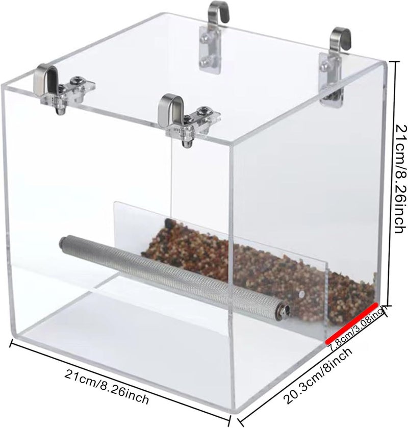 Xxmbbjy Automatic Acrylic Bird Feeder for Cage, No Mess - Small Bird Parrots, Canary, Parakeet, Budgerigar, Crested Myna, Cockatiel (XL) - Image 2