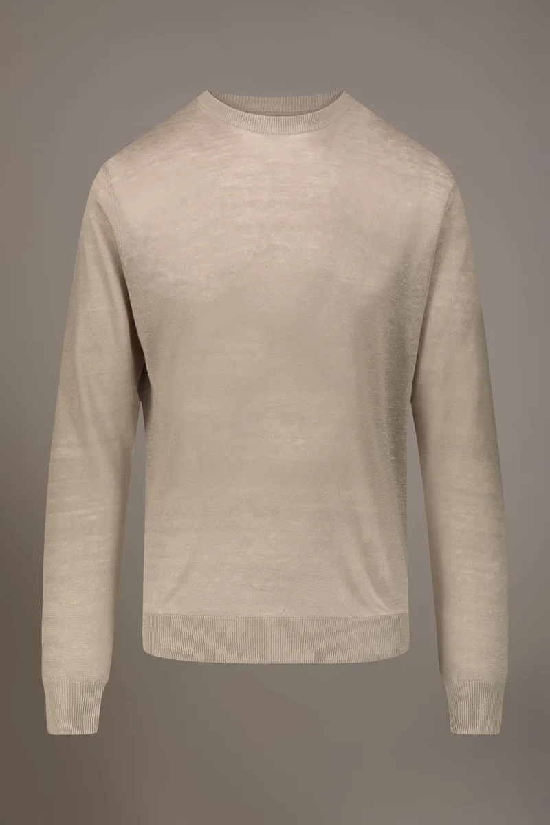 Doppelganger  Round neck sweater 100% linen - Beige for Men | Best Price UAE