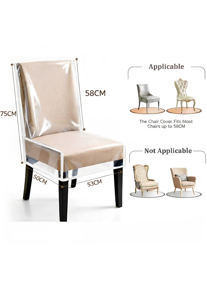 Genetic 2 Pack Clear PE Chair Covers for Dining Chairs, Waterproof Reusable Seat and Back Protectors, Anti-Stain Anti-Spill Anti-Scratch Dustproof, Fits Back Height Up to 58 cm - Image 3