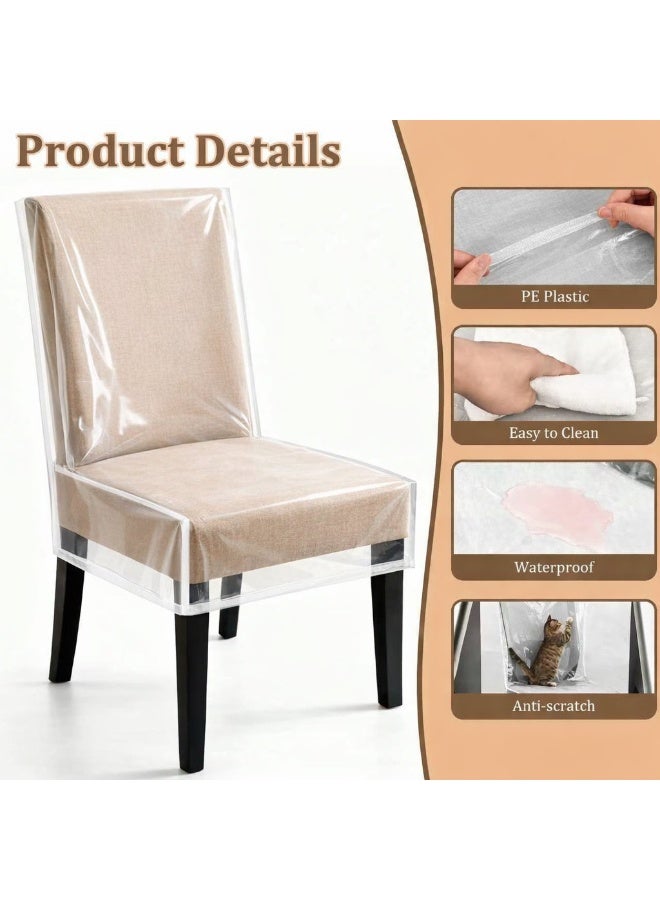 Genetic 2 Pack Clear PE Chair Covers for Dining Chairs, Waterproof Reusable Seat and Back Protectors, Anti-Stain Anti-Spill Anti-Scratch Dustproof, Fits Back Height Up to 58 cm - Image 5