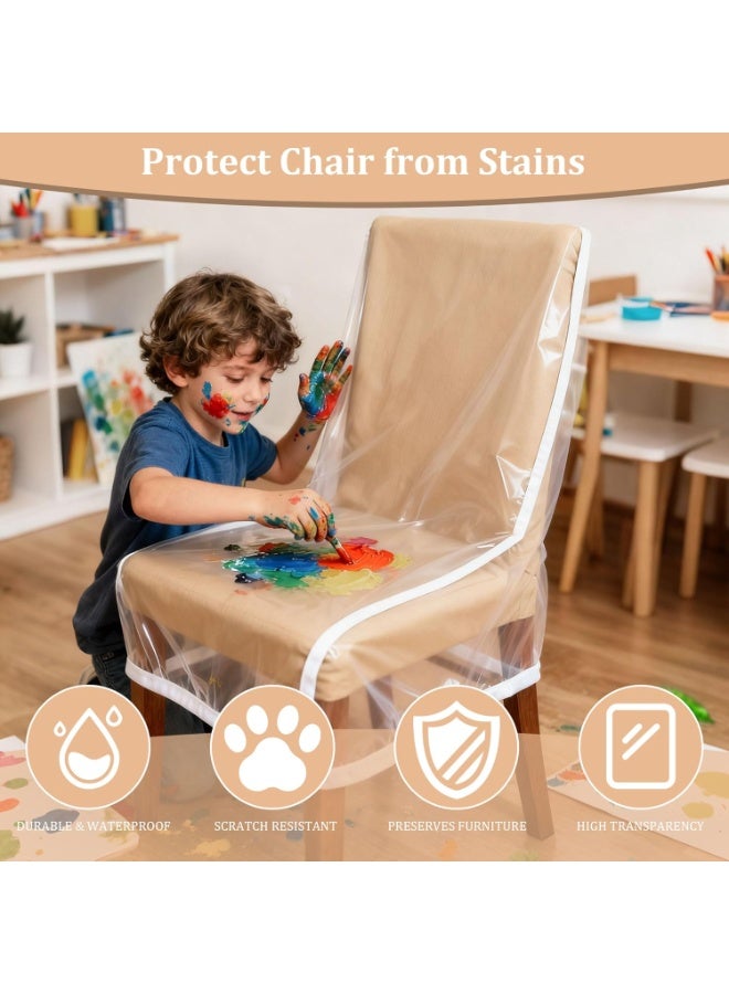 Genetic 2 Pack Clear PE Chair Covers for Dining Chairs, Waterproof Reusable Seat and Back Protectors, Anti-Stain Anti-Spill Anti-Scratch Dustproof, Fits Back Height Up to 58 cm - Image 4