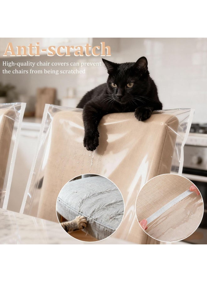 Genetic 2 Pack Clear PE Chair Covers for Dining Chairs, Waterproof Reusable Seat and Back Protectors, Anti-Stain Anti-Spill Anti-Scratch Dustproof, Fits Back Height Up to 58 cm - Image 2