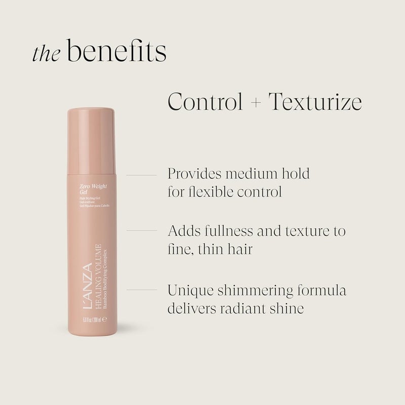 L'ANZA Zero Weight Hair Styling Gel with Bamboo Bodifying Complex - 200ml - Image 3