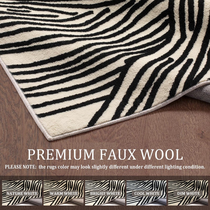 YIHOUSE 5Ã—7Ft Area Rugs, Abstract Washable Rug, Modern Black and White Rug for Bedroom Living Room Dining Room Office Playroom Nursery, Nonslip Throw Non-Shedding Thin Contemporary Striped Rugs - Image 2