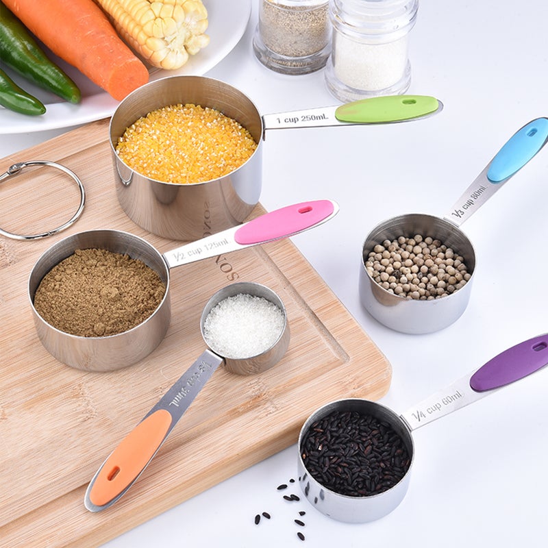 10PCS Measuring Cups and Spoons Set for Dry and Liquid Ingredients Baking Utensils Stainless Steel Silicone Heat-Resistant Cookware Set Kitchen Gadgets - Image 4
