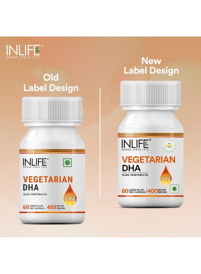 INLIFE Plant Based Omega 3 Supplement | DHA 400mg from Algal Oil | Skin, Eye, Bone, Joint Health - 60 Liquid Filled Vegetarian Capsules (Pack of 1) - Image 2