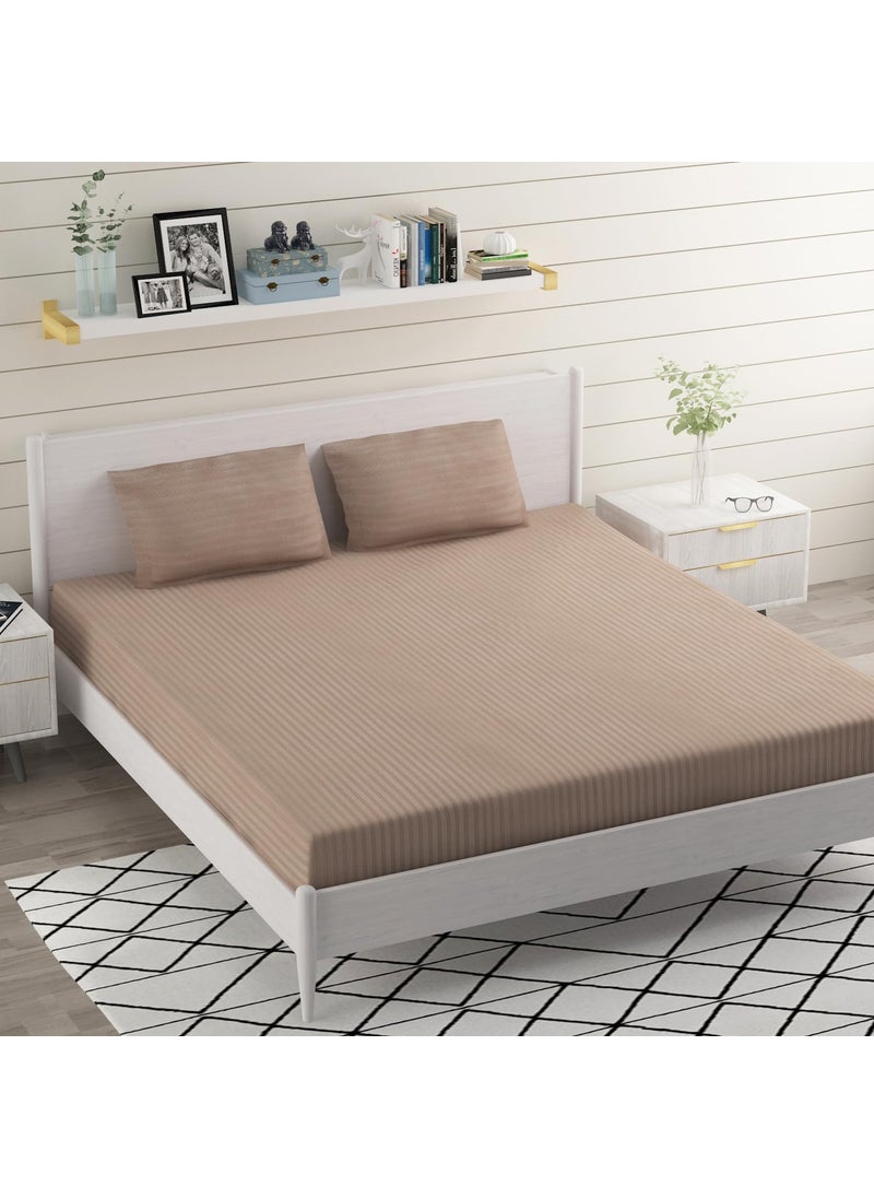 BROMWICK BROMWICK 204 TC Super Soft 3D Checkered Printed Microfiber 1 Double bedsheet with 2 Pillow Covers Size 95 inch x 90 inch Brown 